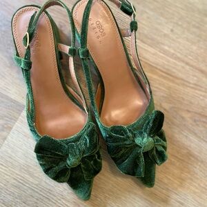 ASOS Green Velvet Heels with Bow